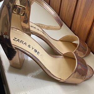 Women's Gold Heeled Sandals